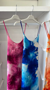 Thin strap tie dye maxi dress